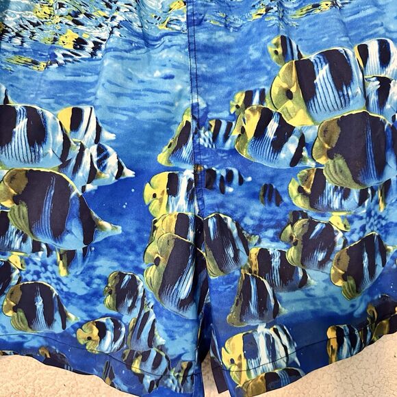 Vintage Men's Nautica‎ Aquarium Pattern Navy Swim Trunk Shorts Size Large - Picture 2 of 11